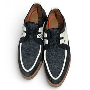 Christian Louboutin Marcello Spike Navy Denim & white trim Men's Loafers Size 43